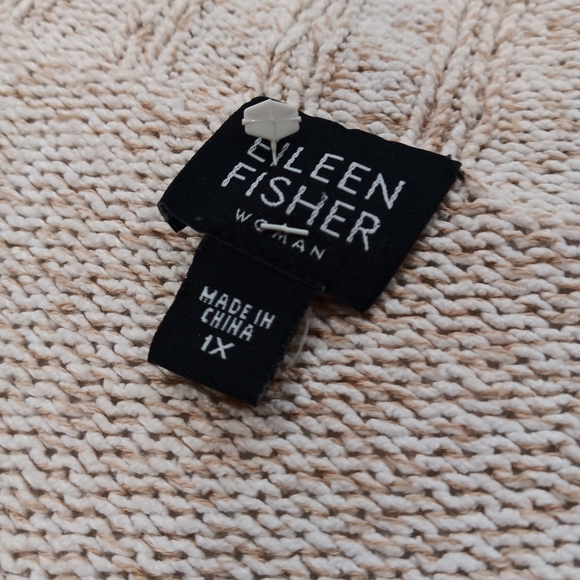 Eileen Fisher Woman (Size 1X) Cream Color, Zip Down Turtleneck Sweater - Picture 3 of 7